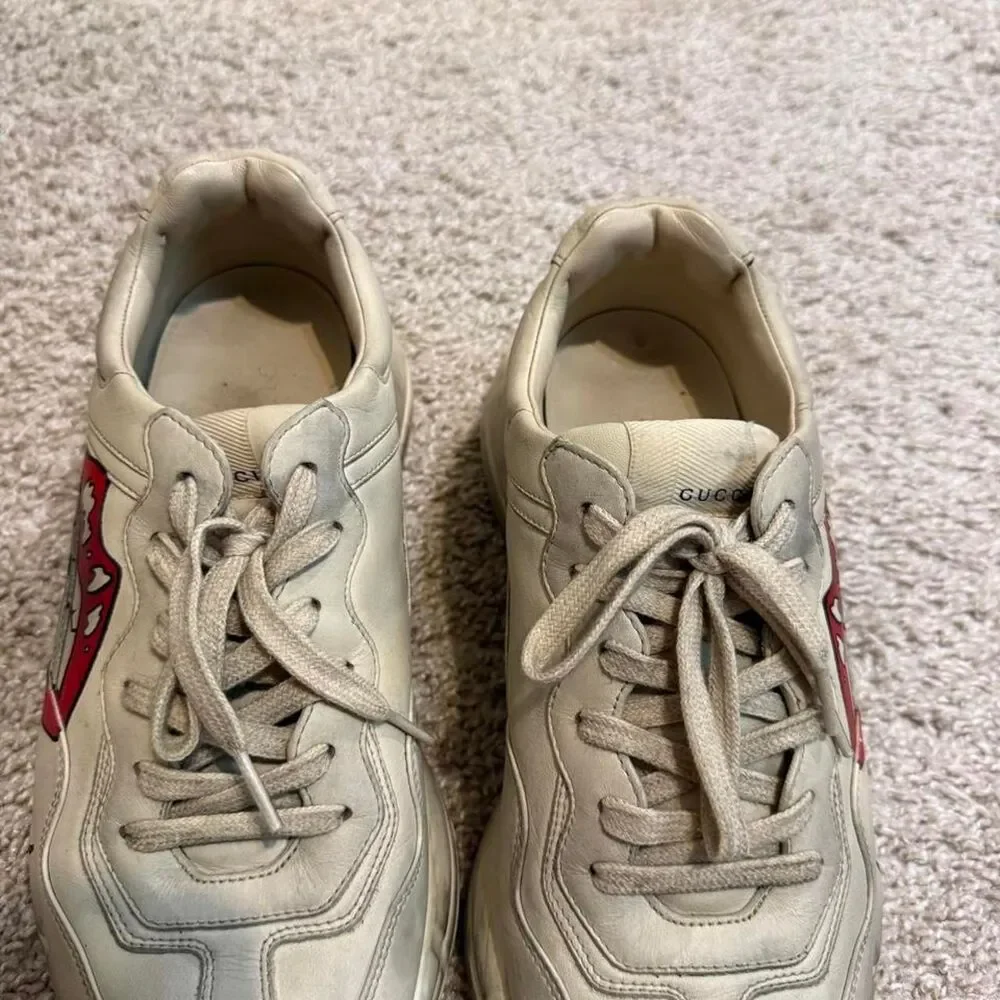 Gucci Men's Cream and Tan Trainers